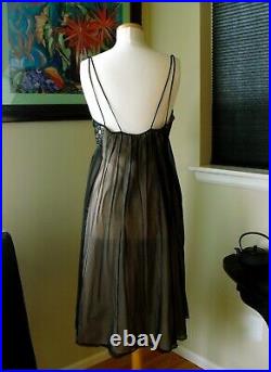 1960's Sheer Black Illusion Lace Rare Vanity Fair Negligée or Dress M 36 Bust