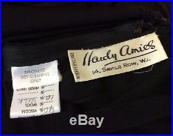 1960s Couture Hardy Amies Bias Cut Black Slip Dress UK 8