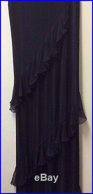 1960s Couture Hardy Amies Bias Cut Black Slip Dress UK 8