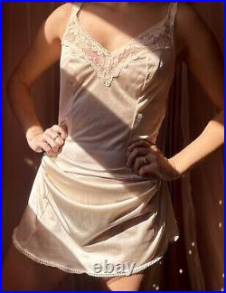 1960s Cream Lace Satin Slip Dress