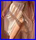 1960s Pink Satin & Gray Lace Split Slip Skirt