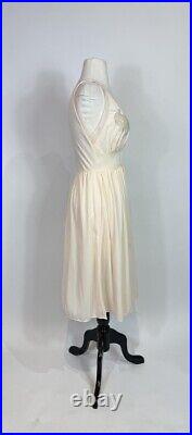 1960s Van Raalte Peach Nylon Floral Lace Applique Slip Dress