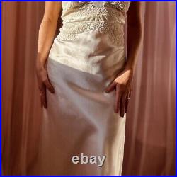 1970s White Satin Lace Bridal Slip Gown