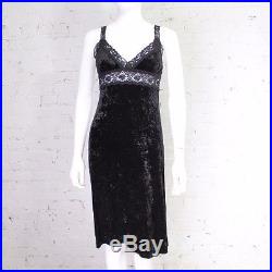 1980s 1990s Betsey Johnson Dress black crushed velvet slip stretch S