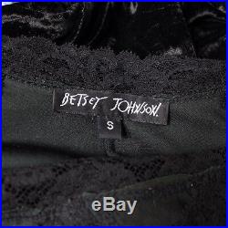 1980s 1990s Betsey Johnson Dress black crushed velvet slip stretch S