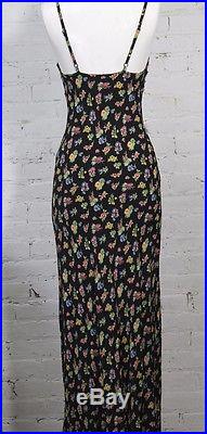 1980s 1990s Betsey Johnson Floral slip dress 40s inspired print long maxi calico