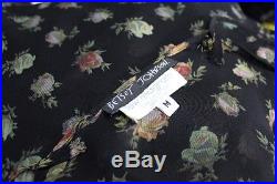 1980s Betsey Johnson Dress Black Floral Sheer Bias Cut Slip Maxi Sleeveless M