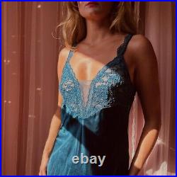 1980s Blue Satin Lace VS slip Gown