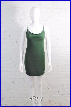 1980s Norma Kamali OMO Dress Hunter Green Slip Draped Mini Bodycon Jersey S