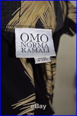 1980s Norma Kamali OMO wheat print Dress black slip long maxi mermaid M