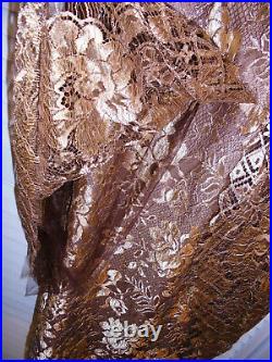 1980s Vintage Farinae Collections Elegant Gold Lace Fancy Party Dress SZ 14