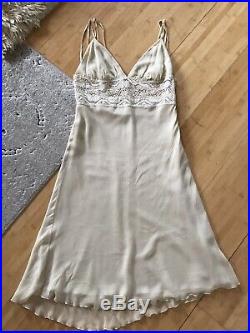 1980s Vintage Silk Slip Dress Size M Lace RRP £149