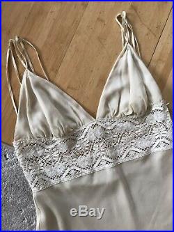 1980s Vintage Silk Slip Dress Size M Lace RRP £149