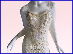 1980s Vintage Susan Roselli Lace Sequin Beaded Victorian Flapper slip Dress