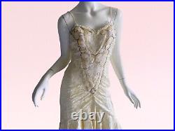 1980s Vintage Susan Roselli Lace Sequin Beaded Victorian Flapper slip Dress