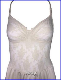 1990's Christian Dior Ivory Lace & Mesh Sheer Underwire Slip Dress 36B