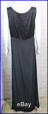 1990s GHOST Made in England Dress Black Slip Shiny Empire Waist Oversized Loose