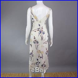 1990s Mui Mui Dress sheer white cotton slip bird woodland print festival XS