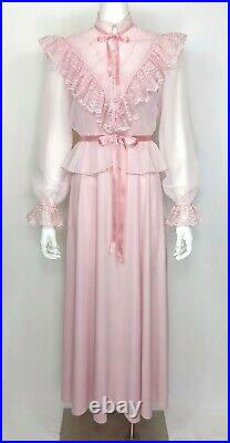 2 Piece Vintage Sz 2/4 Lace Bib Sheer Cropped Jacket & Knit Long Slip Dress