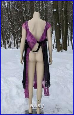 2001 Comme Des Garcons Dress Layered Slip Lace Pink Black Sheer Mesh S Vtg