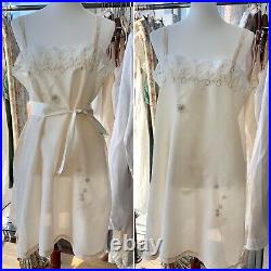 20s Slip Dress Silk Antique Slip Dress Silk Lace Embroidered M