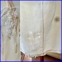 20s Slip Dress Silk Antique Slip Dress Silk Lace Embroidered M