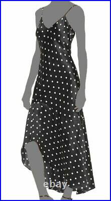 $288 Cami Women's Black Spaghetti Strap Vintage Pola Dot Silk Slip Dress Size XS