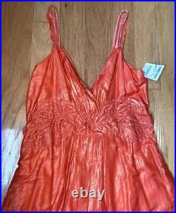 $355 Vivienne Tam Y2K Vintage Fit-Flare Tangerine Orange Shimmer Dress NWT
