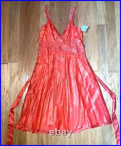 $355 Vivienne Tam Y2K Vintage Spaghetti Strap Fit-Flare Orange Shimmer Dress NWT