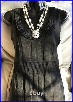 $4,800 CHANEL 2005 Vintage Lace Crochet MIDI Maxi Black DRESS 34 36 38 2 4 6 S M
