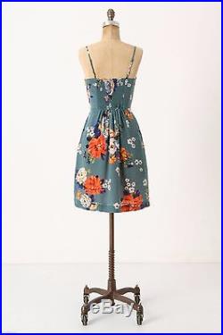 4 Anthropologie floral 100% Silk Vintage Print Verdant Slip Dress Mint NEW