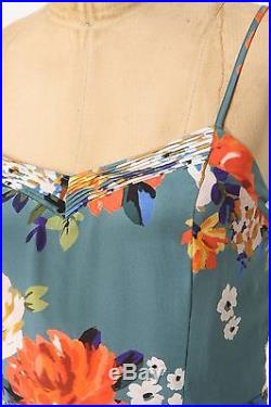 4 Anthropologie floral 100% Silk Vintage Print Verdant Slip Dress Mint NEW