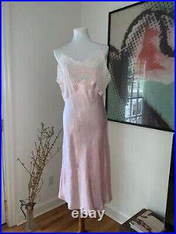 40s Satin Lace Slip Dress Vintage Slip Dress 1940s Pink White L