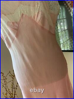 40s Satin Lace Slip Dress Vintage Slip Dress 1940s Pink White L