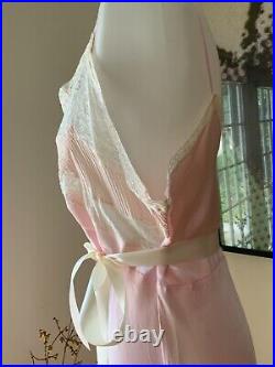 40s Satin Lace Slip Dress Vintage Slip Dress 1940s Pink White L