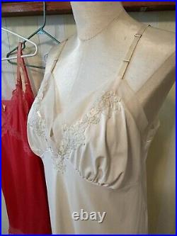 5 VTG Movie Star Slip Dress Lingerie Silky Lace Black Coral Ivory AS IS Lot