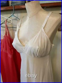 5 VTG Movie Star Slip Dress Lingerie Silky Lace Black Coral Ivory AS IS Lot