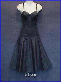 50's Vintage Charmode Sears Black Taffeta Nylon Sweetheart Swing Dress Slip 36