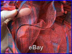 50's Vintage Fantasy Red Navy Plaid Wiggle Swing Crinoline Pin Up Dress Slip S