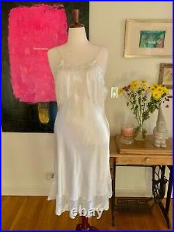 50s Slip Dress Bridal White satin Large Cool Vintage Slip Dress