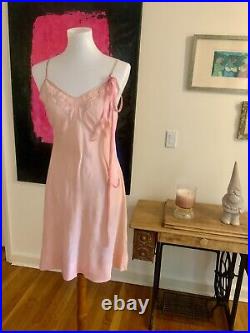 50s Slip Dress Satin Embroidered 1950s Slip Dress Vintage Slip Dress M Peach