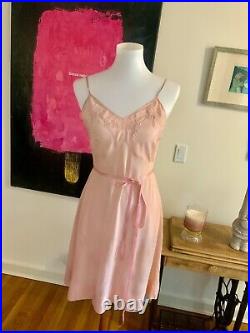 50s Slip Dress Satin Embroidered 1950s Slip Dress Vintage Slip Dress M Peach