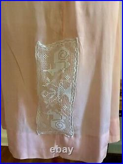 50s Slip Dress Satin Embroidered 1950s Slip Dress Vintage Slip Dress M Peach