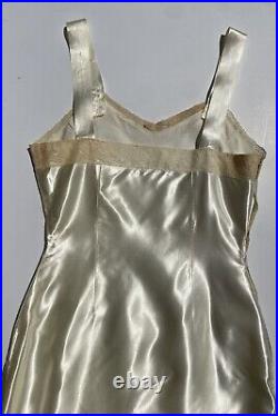 50s Thick Satin Lingerie Slip Dress, Shiny Pin-up Tear Away Design, Side Slit XS