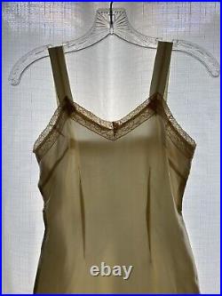 50s Thick Satin Lingerie Slip Dress, Shiny Pin-up Tear Away Design, Side Slit XS