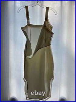 50s Thick Satin Lingerie Slip Dress, Shiny Pin-up Tear Away Design, Side Slit XS