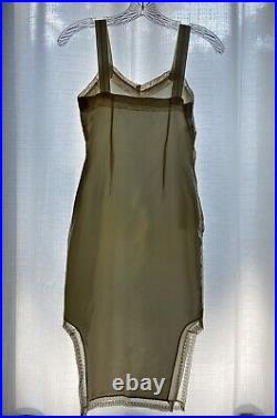 50s Thick Satin Lingerie Slip Dress, Shiny Pin-up Tear Away Design, Side Slit XS