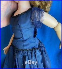 50s Vintage Tagged Cissy 20 Doll Navy Blue Dress & Shrug Slip MA Dropped Waist