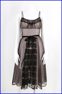 50s black nylon sheer Princess boudoir slip vintage 1950s pin up dress lingerie