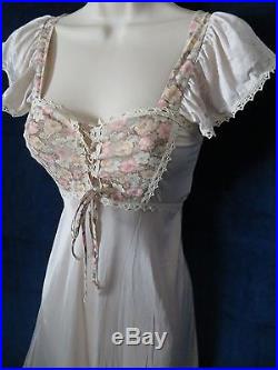 60's Vintage Gillies Jrs Floral Peasant Girl Corset Maxi Night Gown Slip Dress S